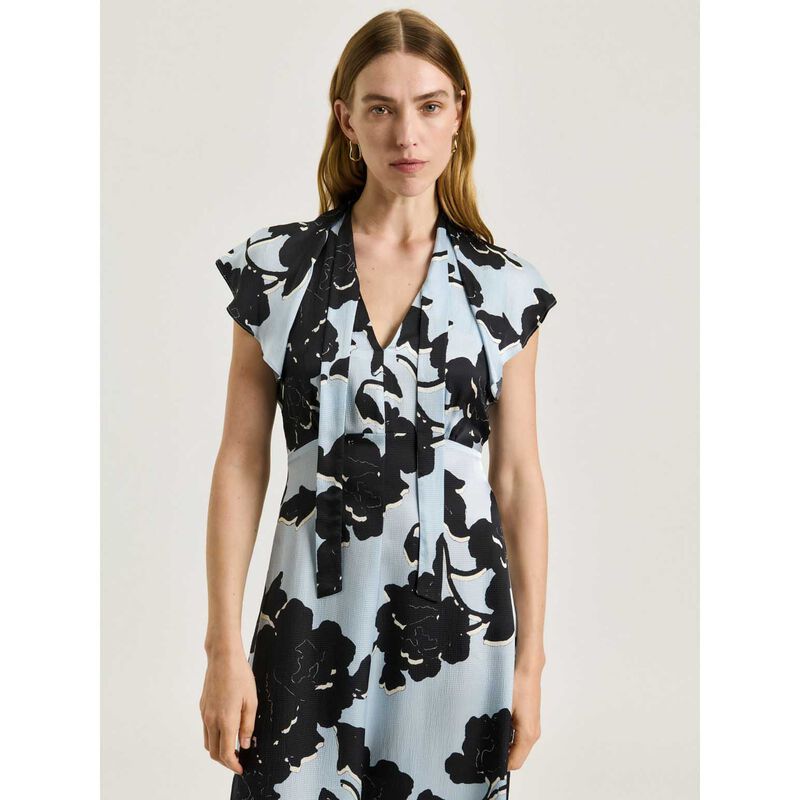 Veronika Maine Shadow Rose Satin Draped Neck Midi Dress image number 3
